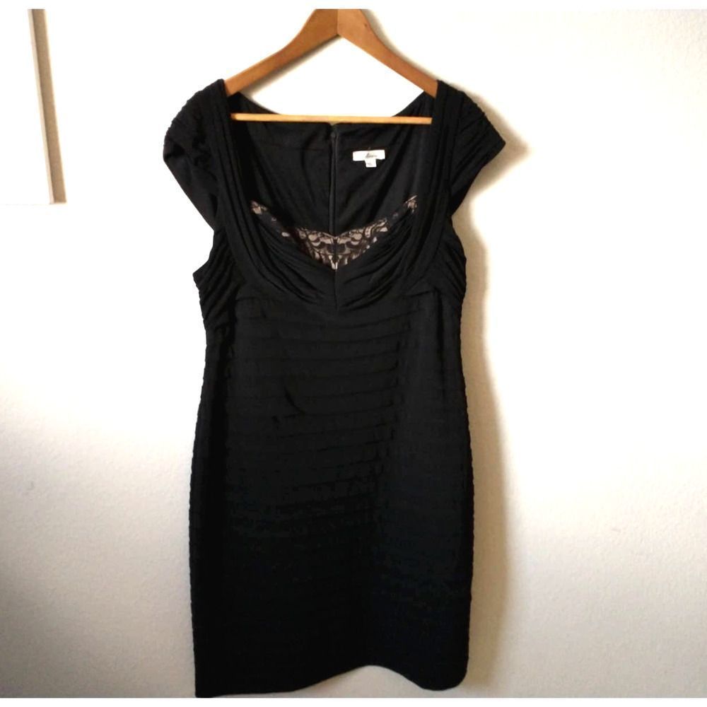 3 for $20 | Liliana Women's Queen Anne Neckline Dress in Black | 16